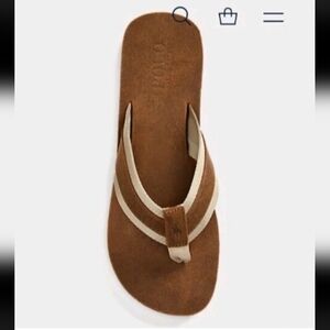 Polo Ralph Lauren Brown/Tan Suede Leather Sandals Flip Flops 8,9,10,11,12,13